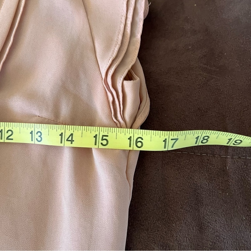 H & M coral tunic mini dress, 6, fully lined, tie belt, ruffles at neckline. - Picture 4 of 16
